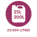 Icon indicating that product is available in 25L and 200L drum sizes