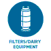 Icon indicating that product is suitable for cleaning filters and dairy equipment